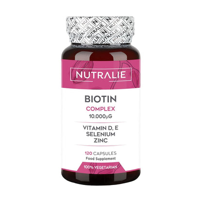Nutralie Biotin complex 10,000 mcg for hair, skin and nails, 120 capsules