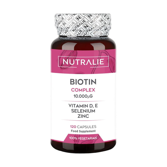 Nutralie Biotin complex 10,000 mcg for hair, skin and nails, 120 capsules