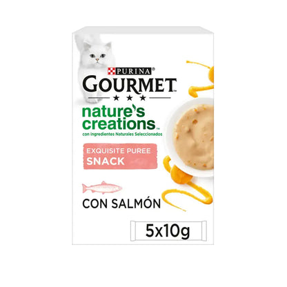 GOURMET Nature's Creations Esquisito Purè Snack Liquido con Salmone e Carota 5x10 g