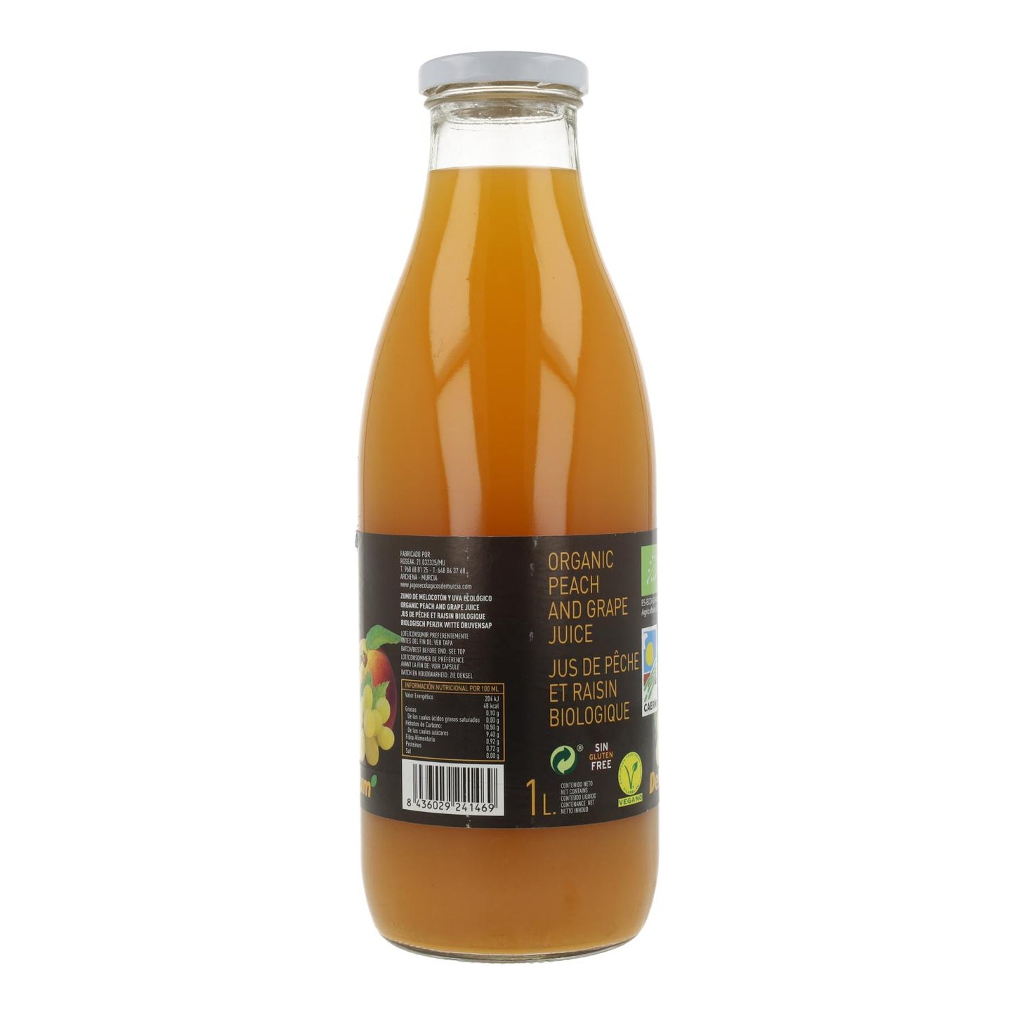 Jus de pêche et de raisin bio Delizum 1L