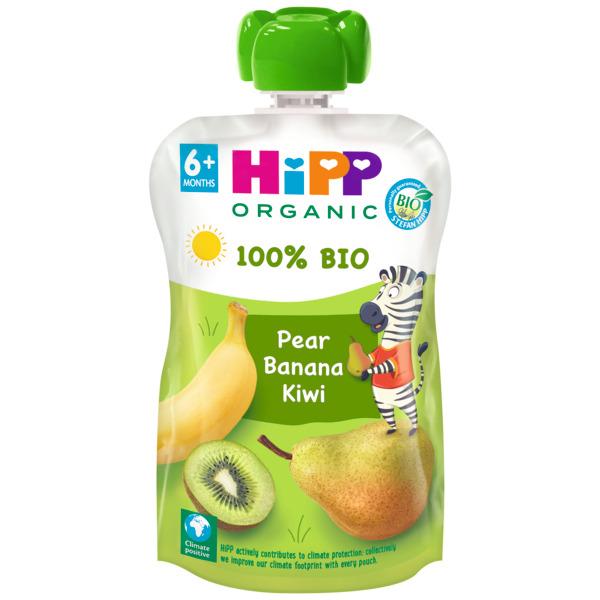 Beutel mit Birne, Banane und Kiwi Bio +6 Monate HiPP 100 g