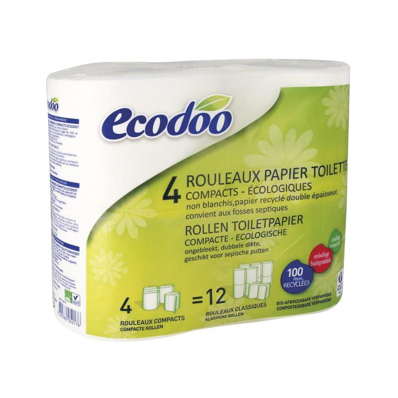Papier hygiénique compact 100 % fibres recyclées Ecodoo 4 unités