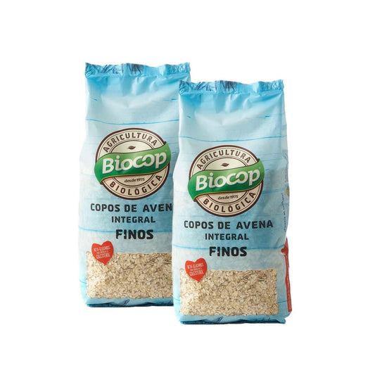 Lot de 2 paquets de flocons d'avoine complète fine biologique Biocop, 500 g