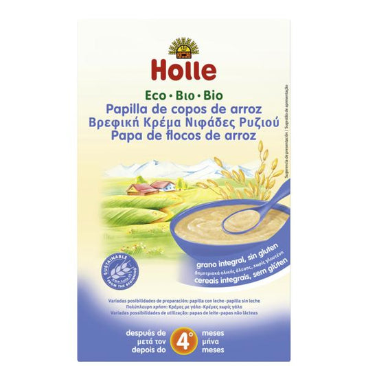 Biologische pap van rijstvlokken + 4 maanden Holle, 250 g