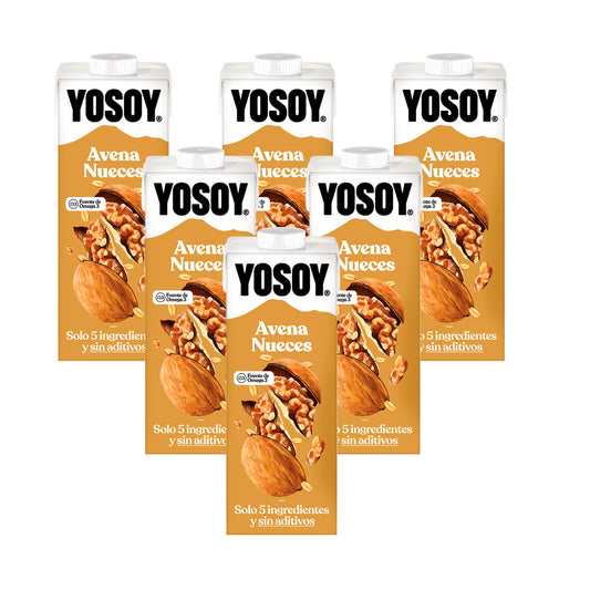 Lot de 6 bouteilles de boisson à l'avoine et aux noix YOSOY de 1 L