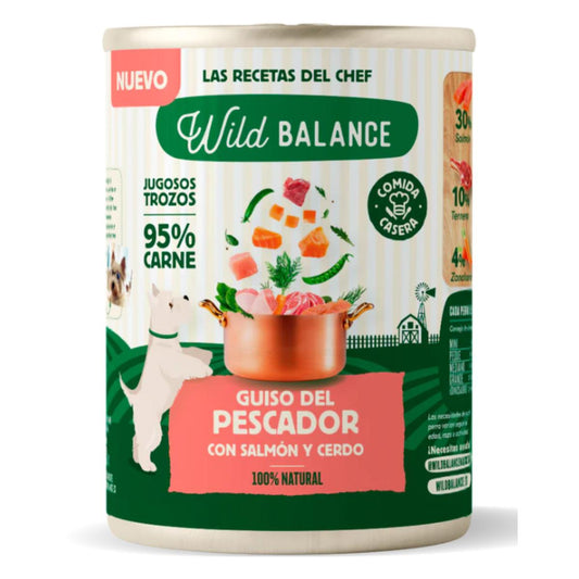 Boîte complète de ragoût du pêcheur au saumon et au porc pour chiens Wild Balance 400 g