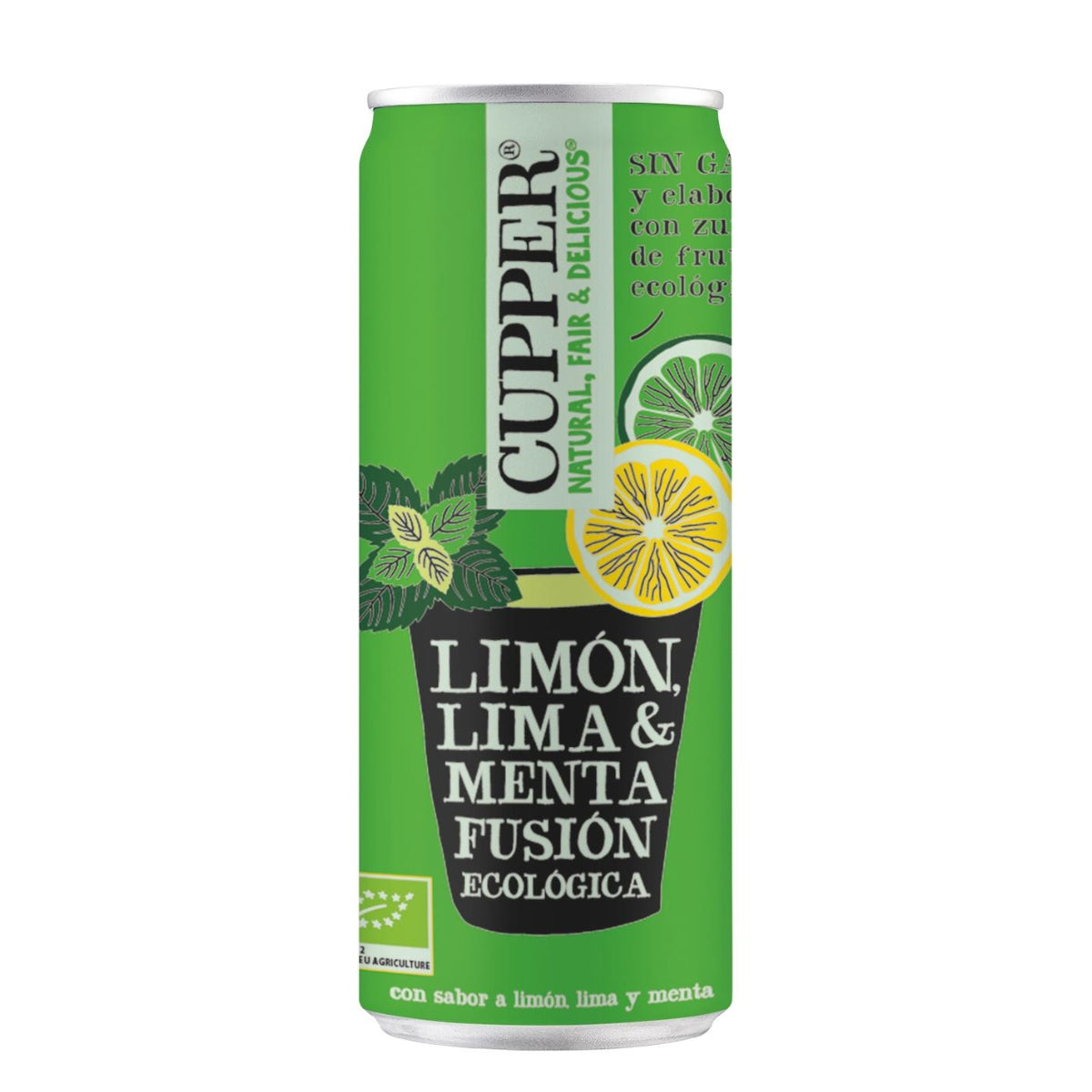 Pack x 12 Boisson rafraîchissante à la menthe, au citron et au citron vert Bio Cupper 250 ml