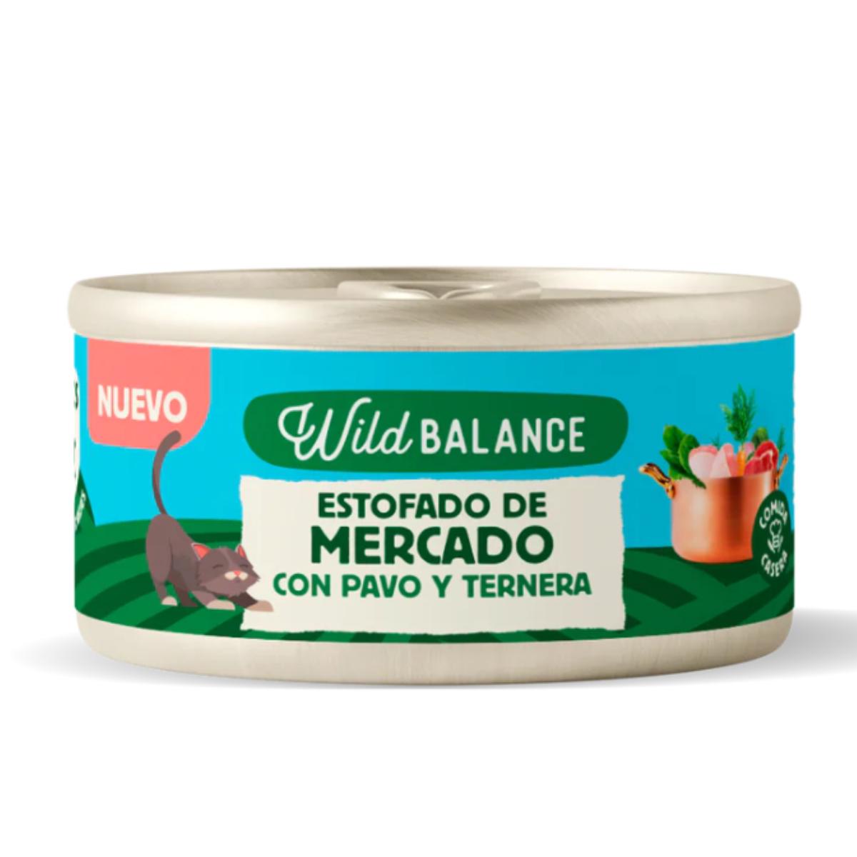 Full tin of Wild Balance Market Stew with Turkey and Beef for Cats 80 g