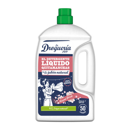 Lessive liquide au savon naturel, parfum floral, flacon LA DROGUERIA 1919, 50 doses