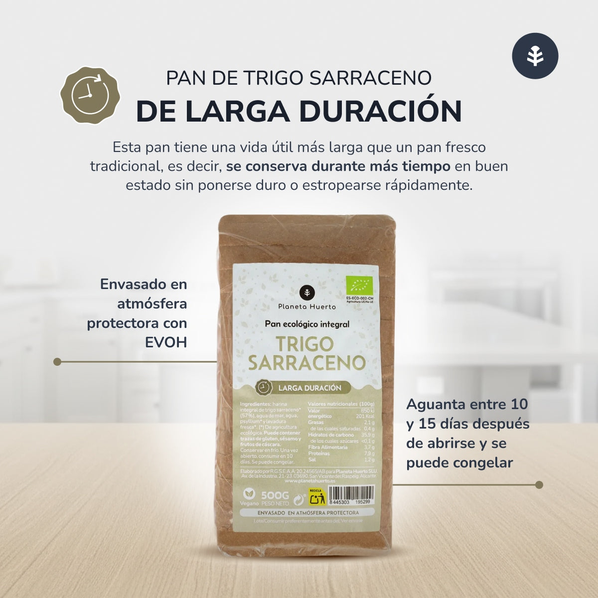 Pain complet au sarrasin ECO Planeta Huerto 500 g