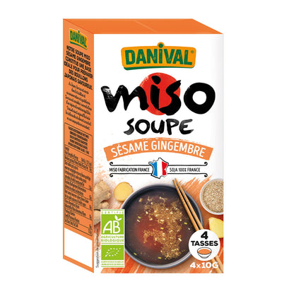 Soupe miso sésame et gingembre BIO, DANIVAL, 4 x 10 g