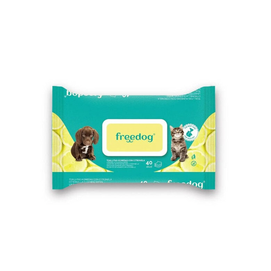 Vochtige doekjes Citronella voor honden en katten Freedog 40 stuks