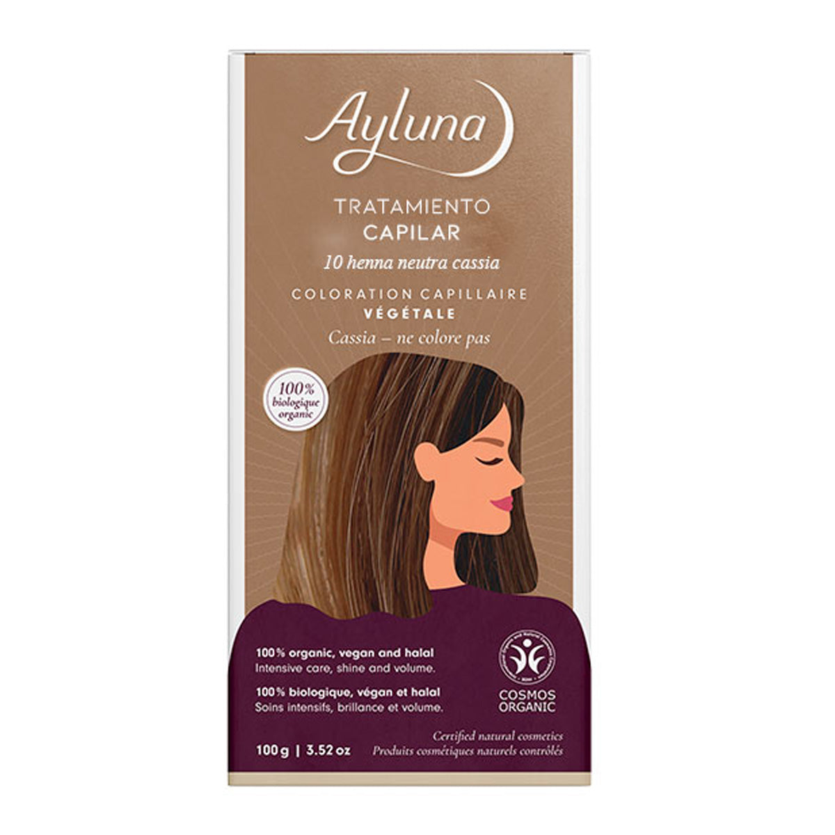 Traitement capillaire 10 henné neutre Cassia Ayluna, AYLUNA, 100 g