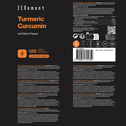Turmeric Extract with Black Pepper, Zenement 120 tablets