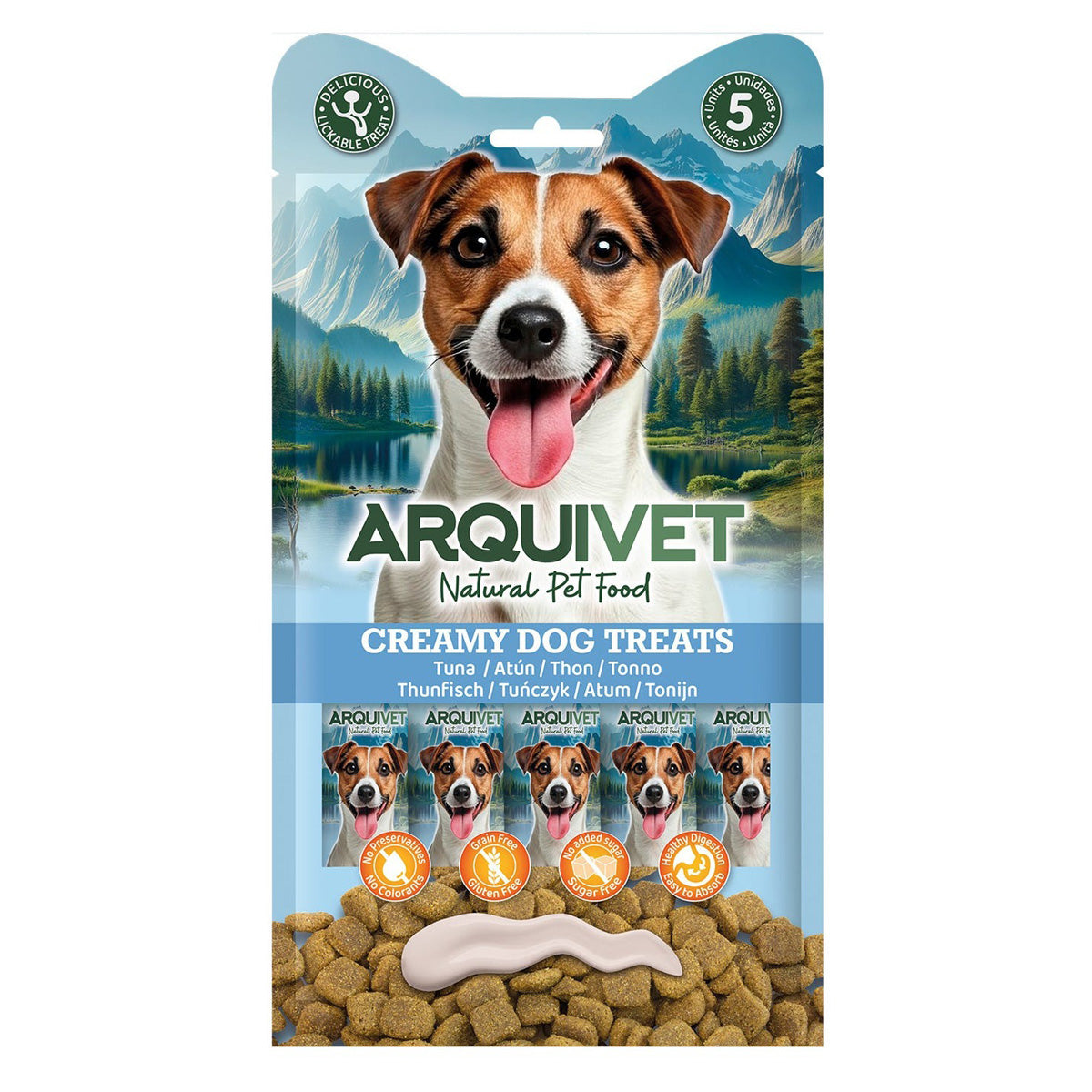 Snack liquide crémeux au poulet pour chien Arquivet (5 sachets de 15 g)