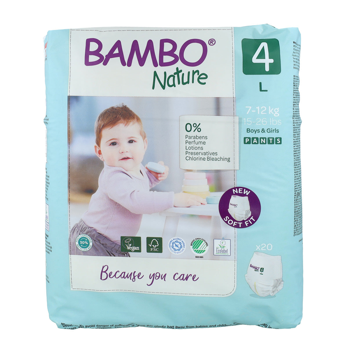 Pañal Pants T4 (7-12Kg) Bambo Nature 20 uds