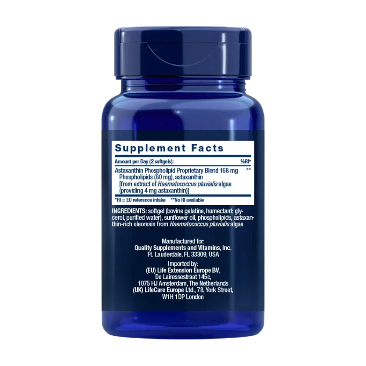 Astaxanthin with Phospholipids 4 mg, Life Extension 30 capsules