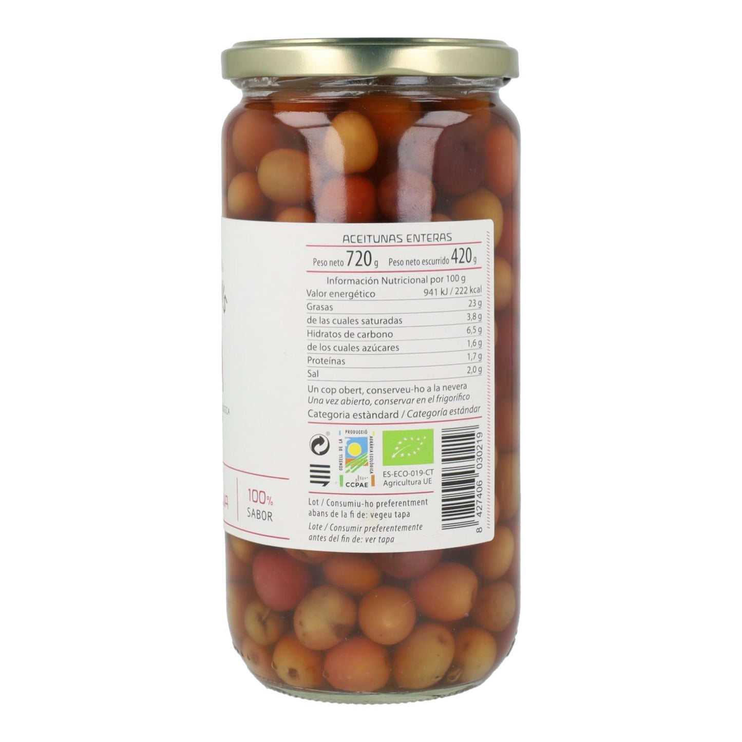 Olives Arbequina ECO Cal Valls 720 g