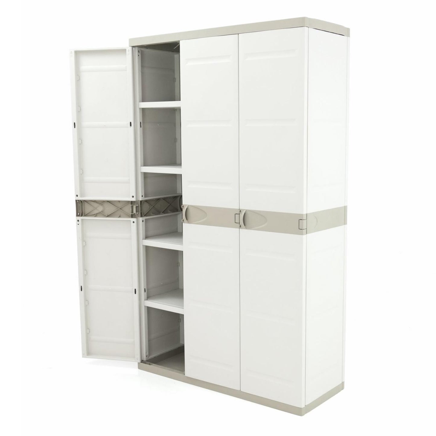 3-türiger Schrank mit Besenhalter 105 cm Titanium Plastiken Beige (überholt)