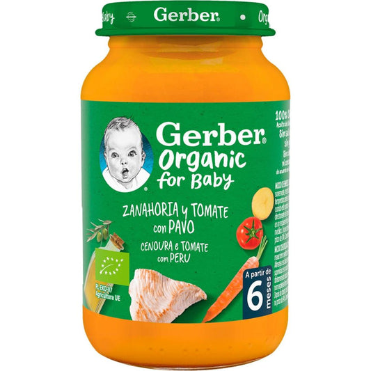 Bio-Babynahrung mit Karotten, Tomaten und Truthahn, Gerber 190 g