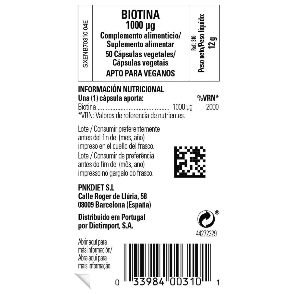 Biotine 1000 μg Solgar 50 gélules végétales
