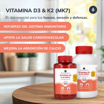Vitamina D3 e K2 (Mk7) Planeta Huerto 90 Capsule