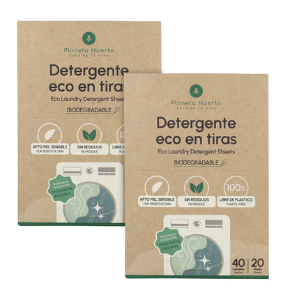Pack 2x Eco-Tiras lessive et adoucissant Planeta Huerto 80 lavages