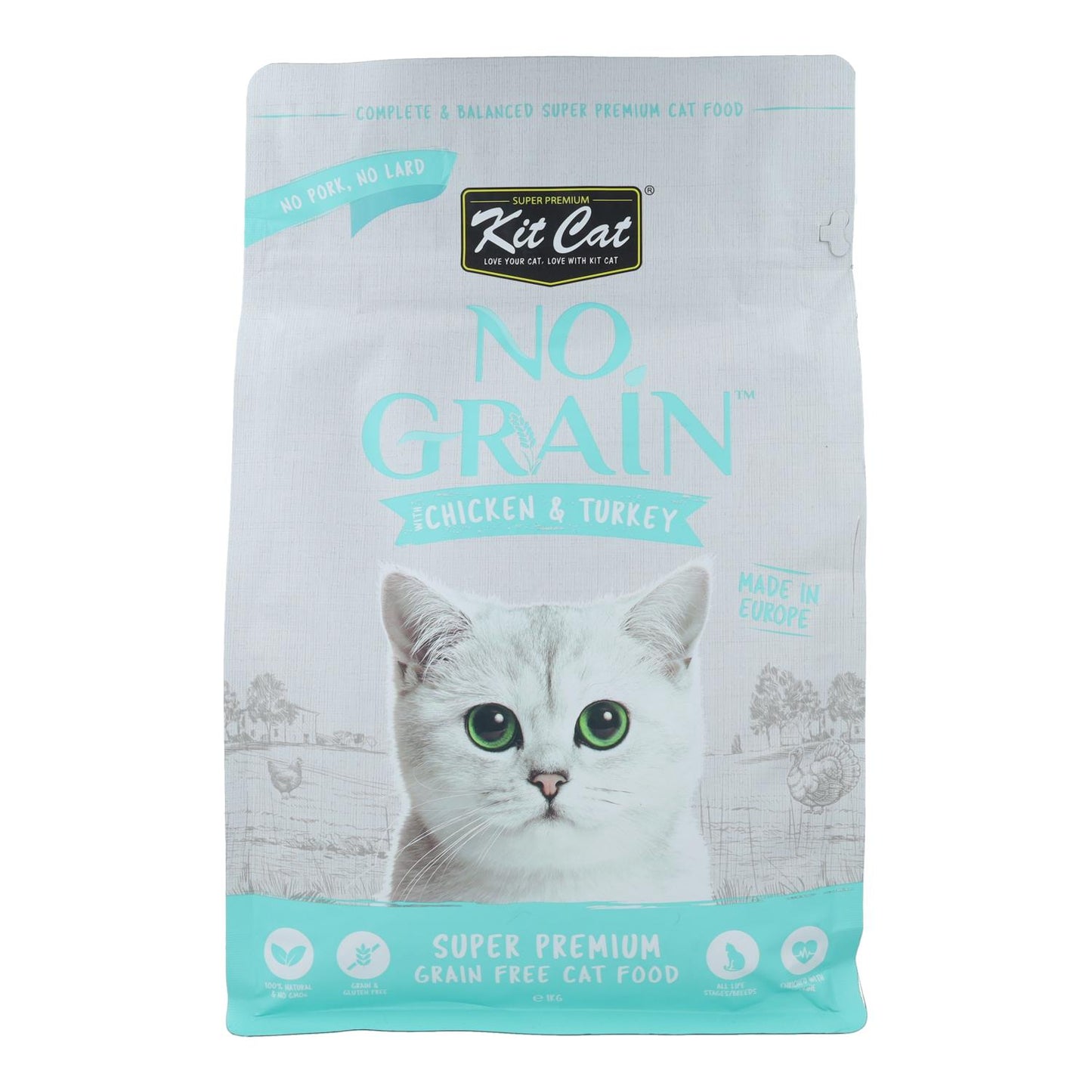 Kit Cat No Grain Cat Food – Huhn & Truthahn 1 kg Natürliches Katzenfutter