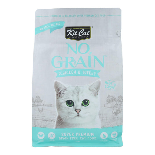 Kit Cat No Grain Cat Food – Huhn & Truthahn 1 kg Natürliches Katzenfutter