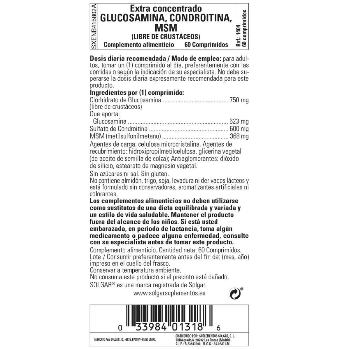 Pakket 2x Glucosamine Chondroïtine MSM Extra geconcentreerd