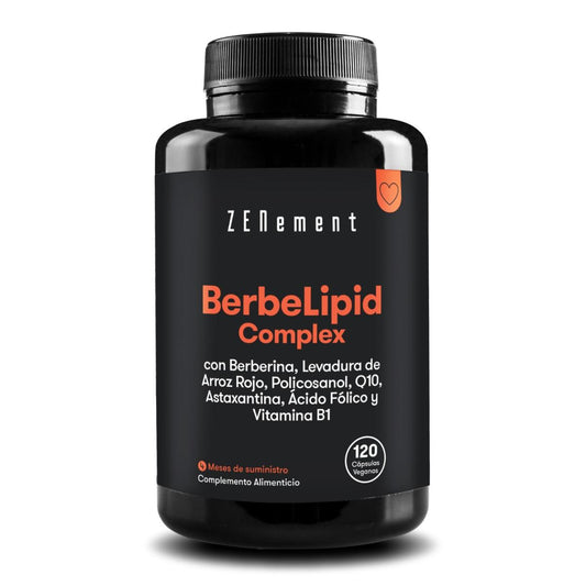 BeberLipid Complex con berberina, lievito di riso rosso, policosanolo, Q10, astaxantina, acido folico e vitamina B1 Zenement, 120 compresse