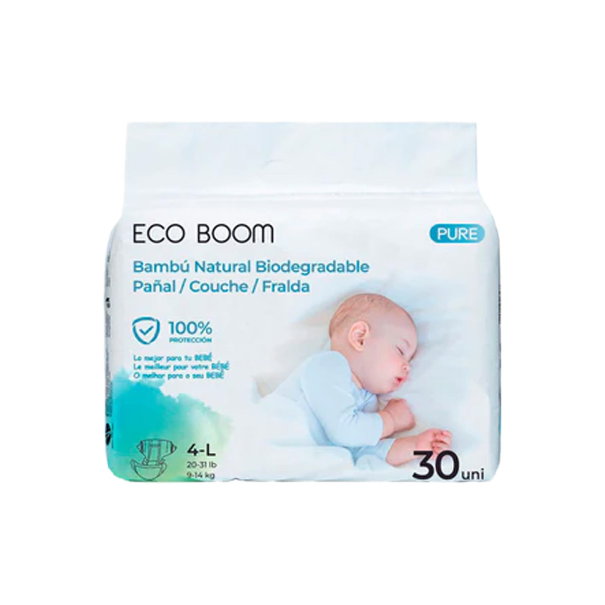Bambuswindel Pure Premium ECO BOOM T4/L (9 bis 14 kg) 30 Stück