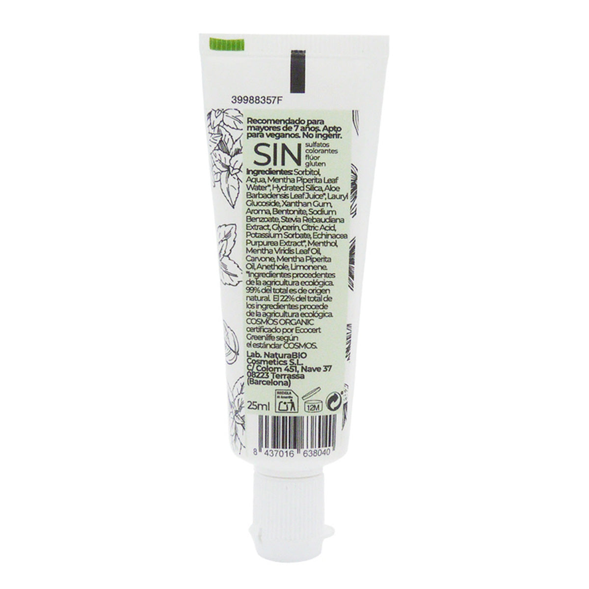 Extra Fresh Toothpaste 25 ml Echinacea & Mint Organic Fluoride-Free NaturaBIO