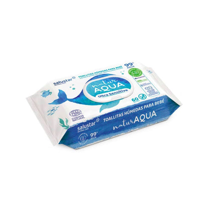 Lingettes humides pour bébé Natur Aqua 60 unités