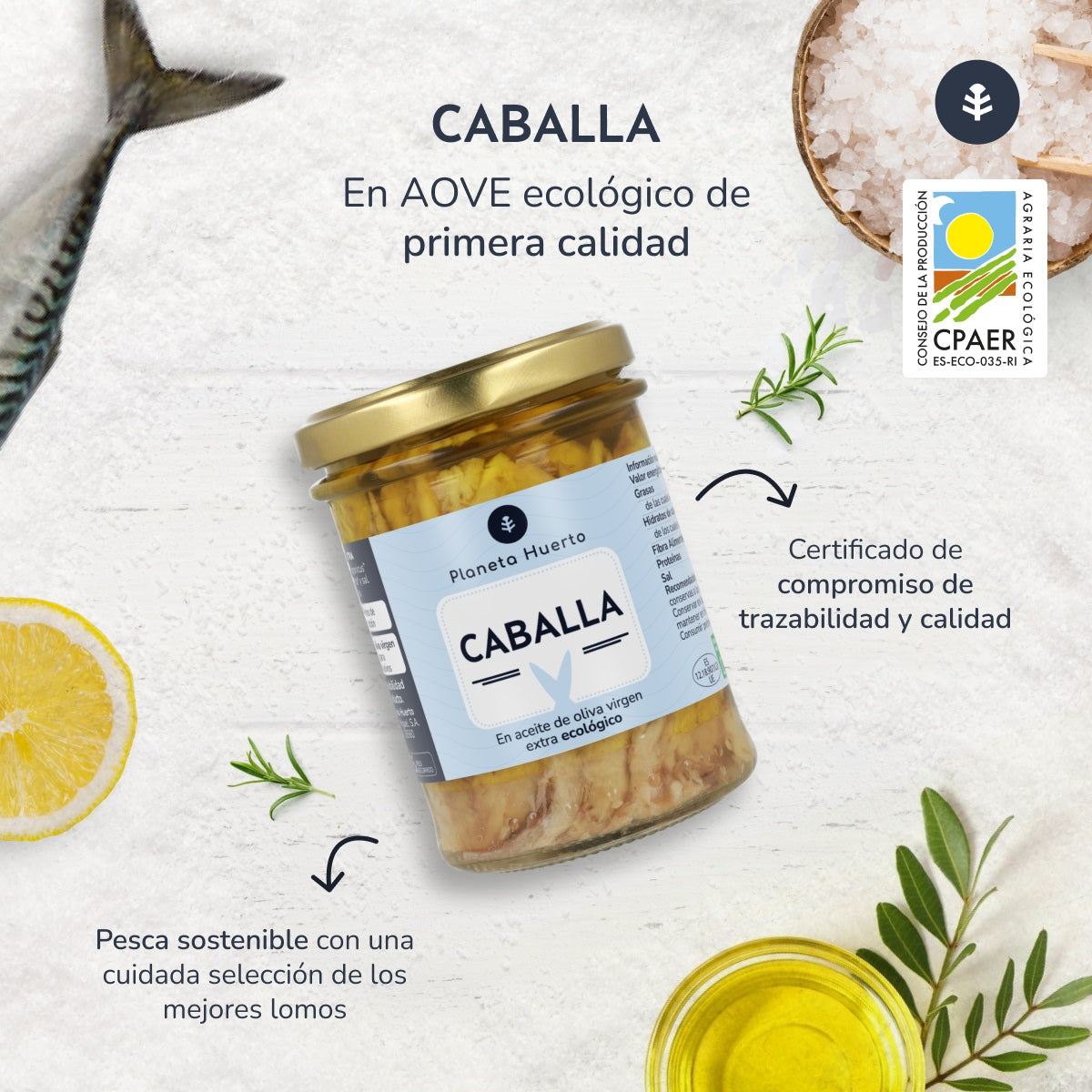 Opakowanie 12x Makrela w oliwie z oliwek extra virgin ECO Planeta Huerto 190 g