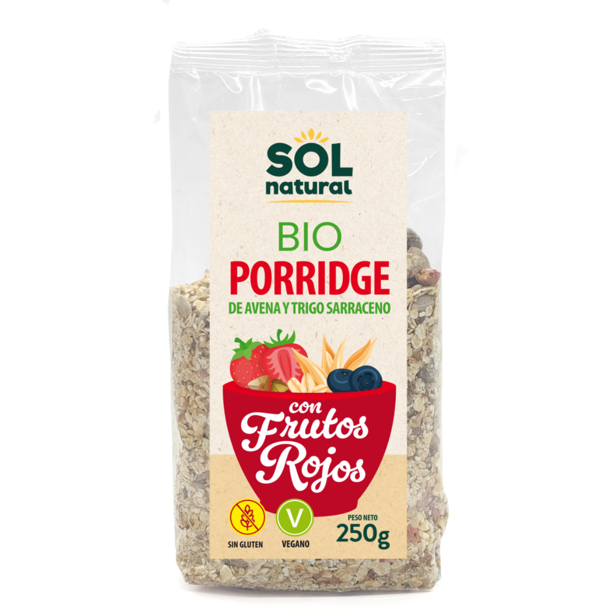 Porridge di grano saraceno con avena e frutti rossi BIO Sol Natural 250 g