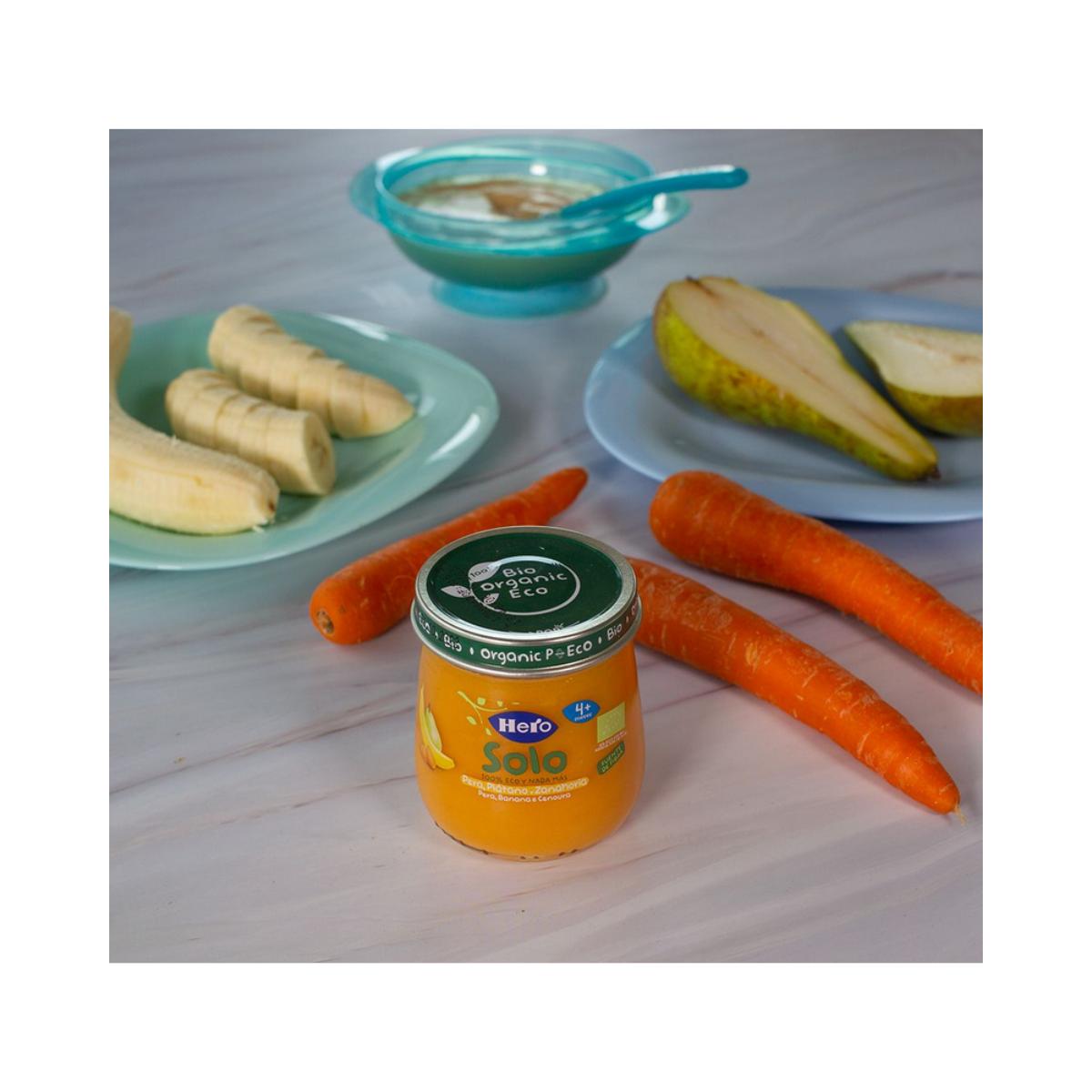 Value pack x 6 Organic pear, banana and carrot jars, 120 g. Hero Solo