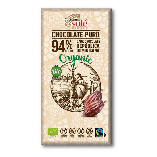 Solé Organic 94% Dark Chocolate 100 g