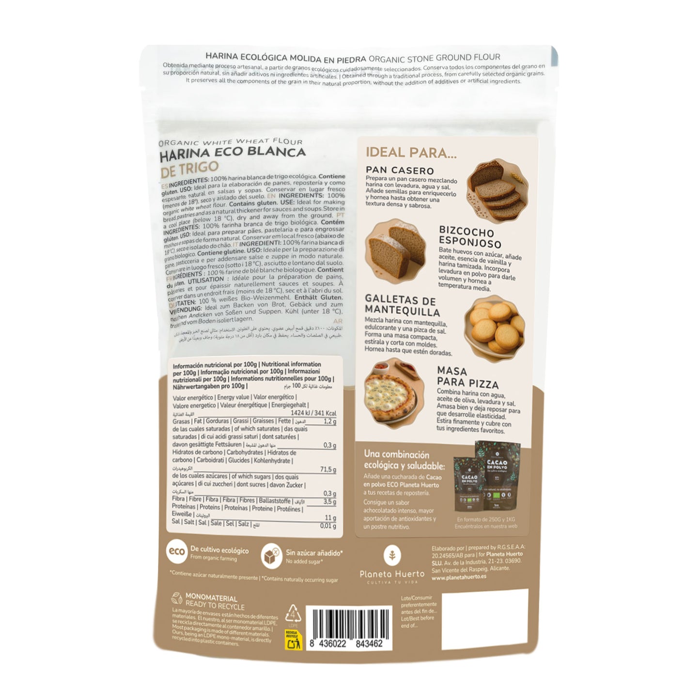Biała mąka pszenna Eco Planeta Huerto 800 g