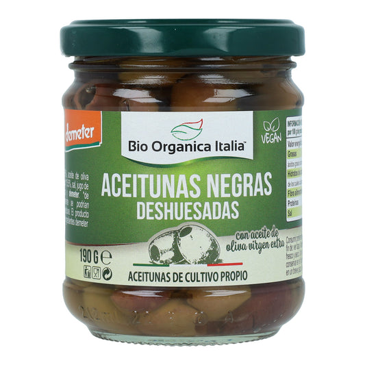 Olives noires dénoyautées bio d'Italie 190 g