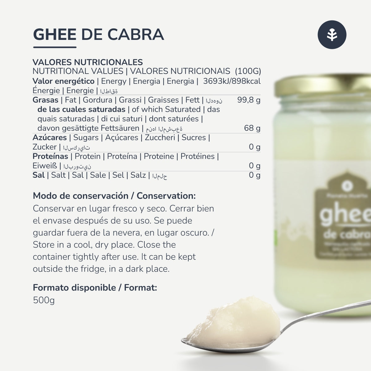 Ghee, klarowane masło kozie ECO Planeta Huerto 500 g