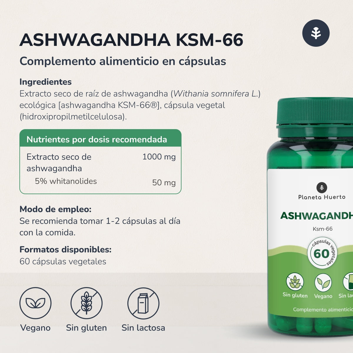 Ashwagandha KSM-66 Planet Orchard 60 caps