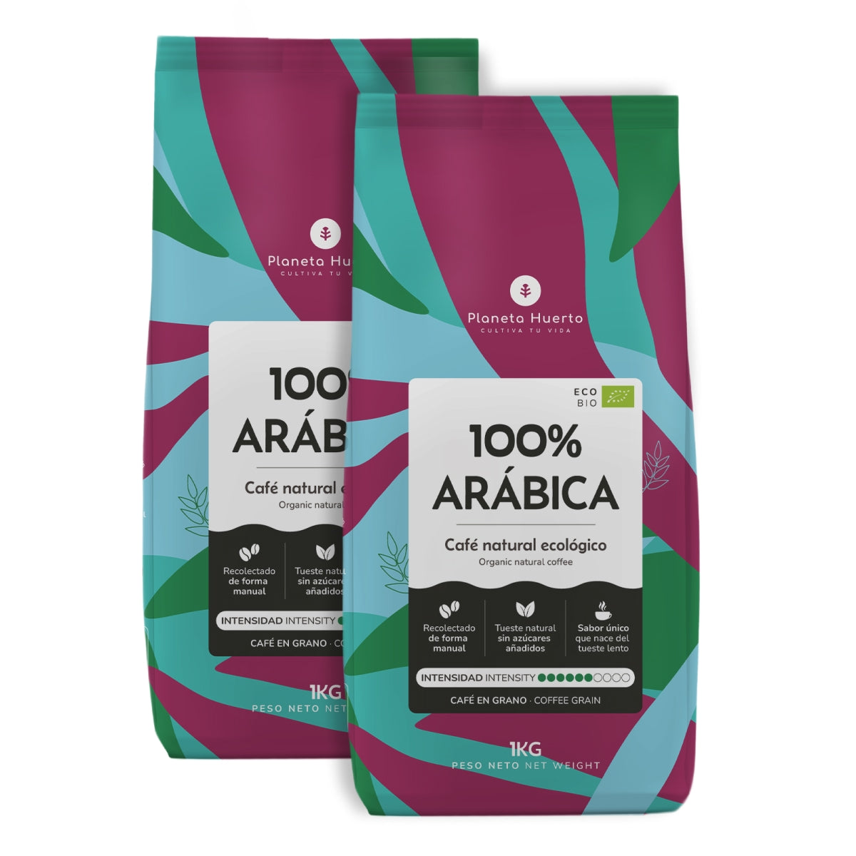 2er-Packung Kaffee in Bohnen, 100 % Arabica, Planeta Huerto 1 kg