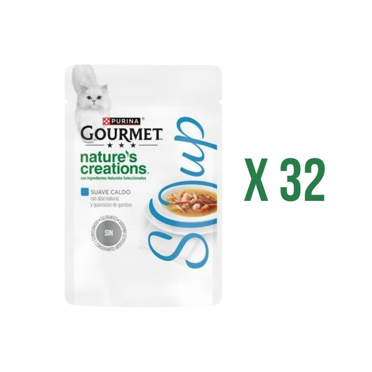 Pakket 32 x GOURMET Nature's Creations Soep met natuurlijke tonijn en garnalen 40 g