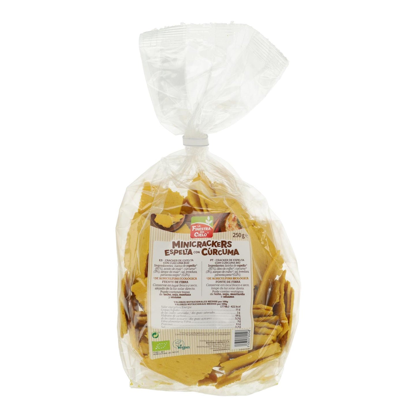 Mini crackers à l'épeautre au curcuma et au poivre La Finestra Sul Cielo 250 g