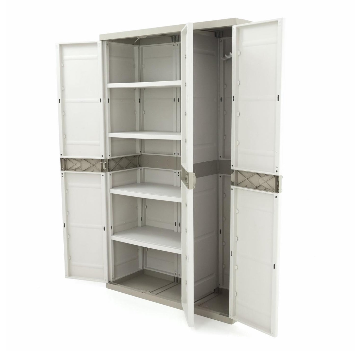 3-türiger Schrank mit Besenhalter 105 cm Titanium Plastiken Beige (überholt)
