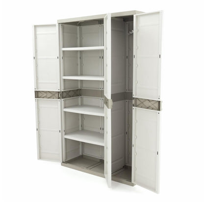 3-türiger Schrank mit Besenhalter 105 cm Titanium Plastiken Beige (überholt)