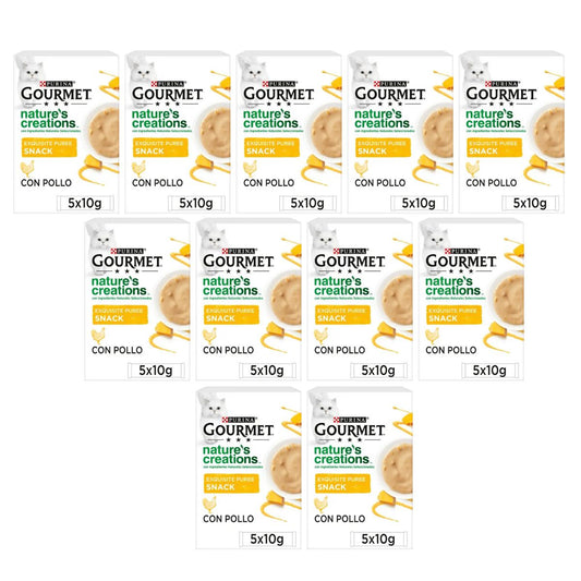 Pakket 11 x GOURMET Nature's Creations Exquise vloeibare snackpuree met kip en pompoen 5x10g