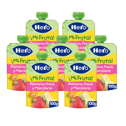 7er-Pack Hero-Joghurtbecher mit Banane, Erdbeere und Apfel 100 g