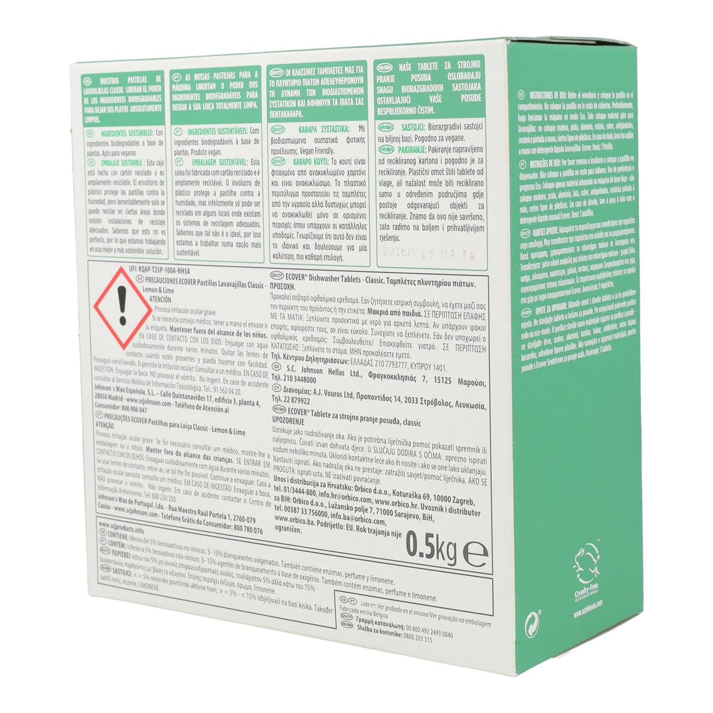 Pastilles pour lave-vaisselle Classic Ecover, 25 pastilles de 20 g